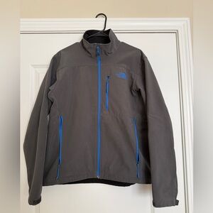 The North Face Men's Charcoal Jacket with Electric Blue Details